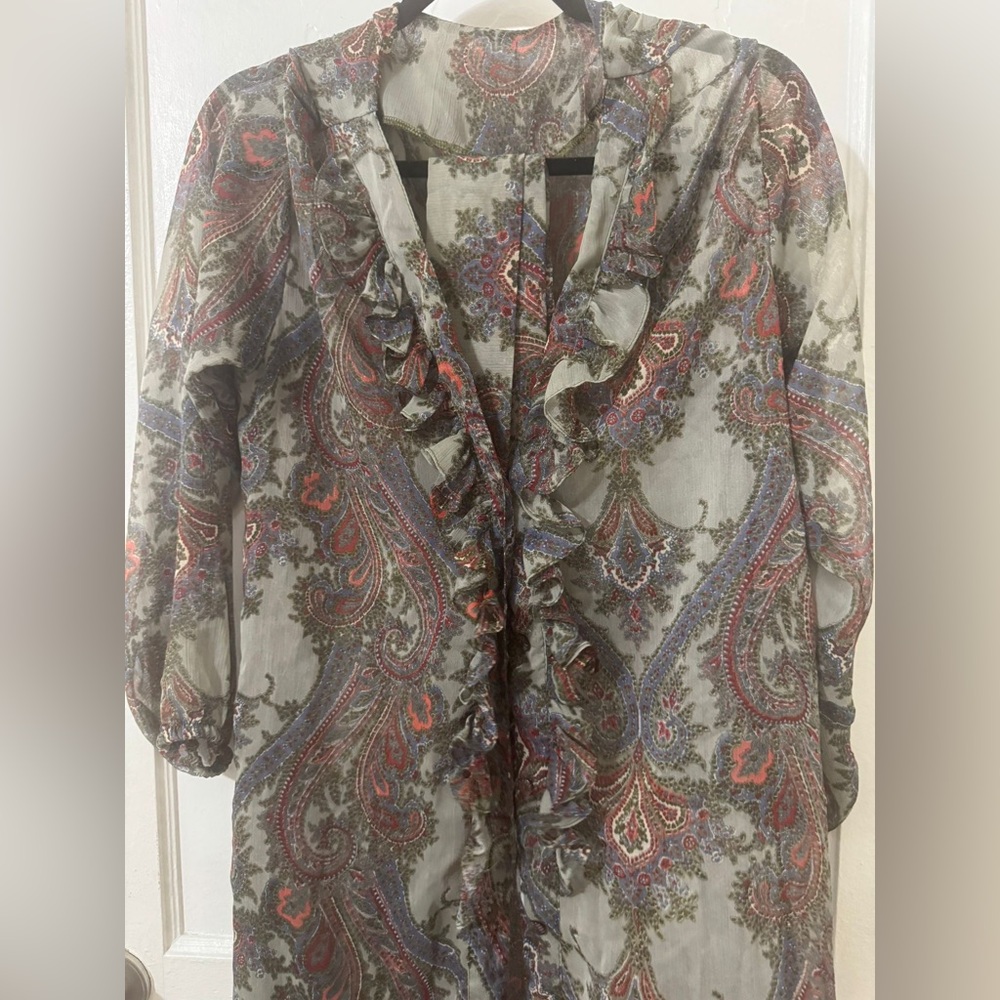 Boho Print Chiffon Kimono Dress women– One Size – Like New